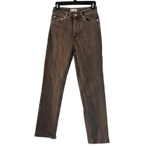 Zara brown denim straight leg jeans